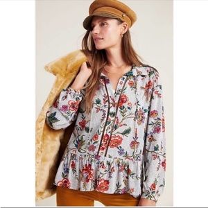 Anthropologie Maeve Janie Flounced Peasant Blouse